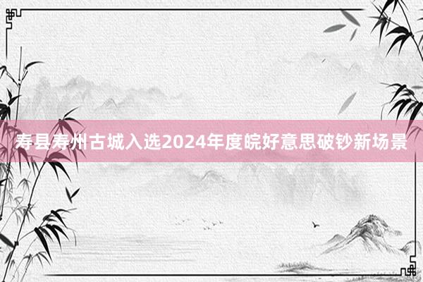 寿县寿州古城入选2024年度皖好意思破钞新场景